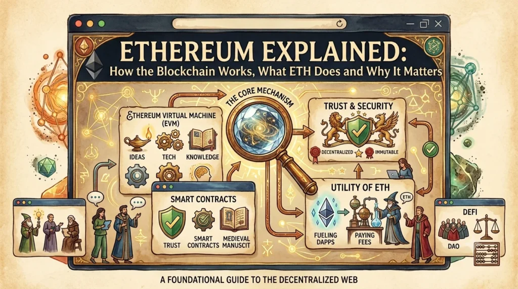 Ethereum Explained How the Blockchain Works, What ETH Does and Why It Matters.